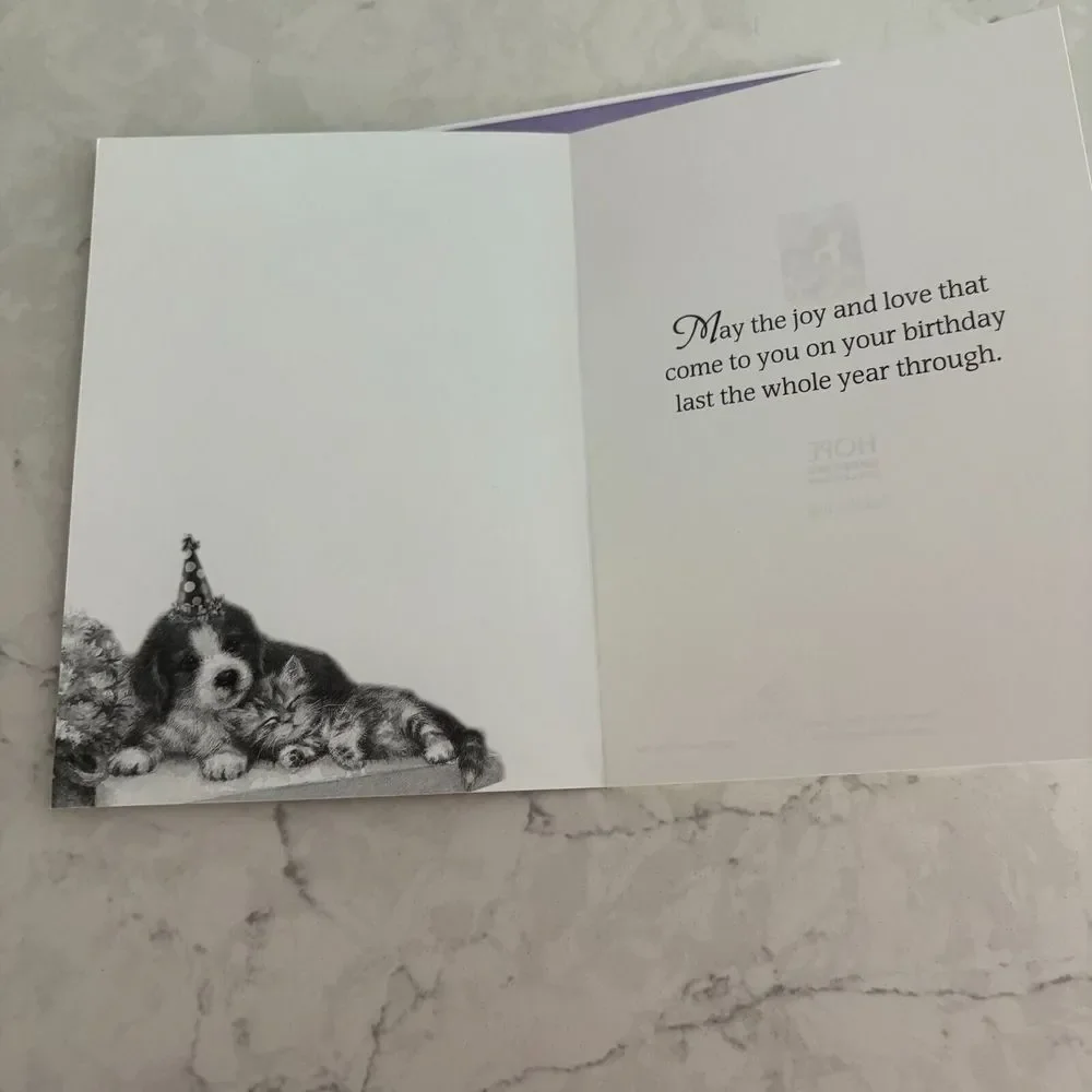 Cat & Dog Happy Birthday Card with Envelope Habitat Hope Greeting Collection - Picture 2 of 6